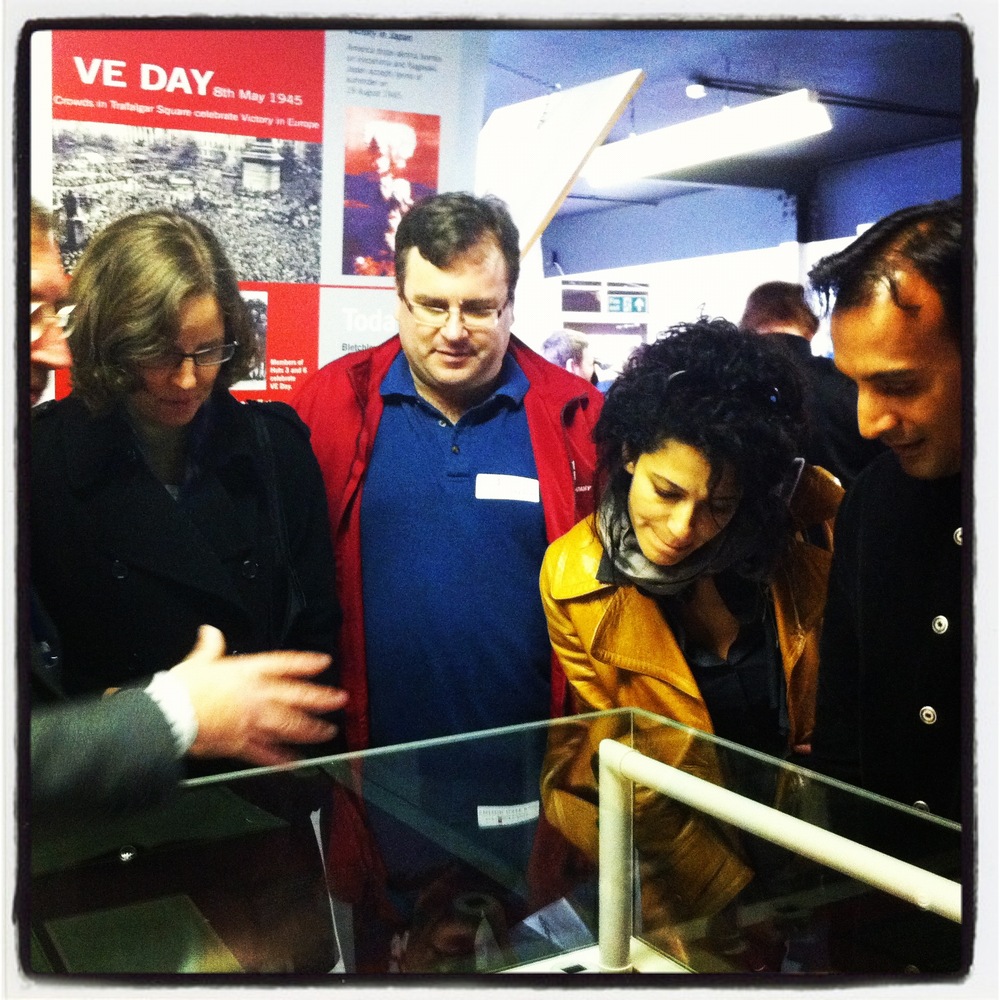 Megan Smith, Reid Hoffman, Julie Hanna and DJ Patil checking out the Turing exhibition at Bletchley Park